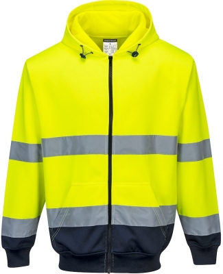 Hanorac bicolor Hi-Vis, cu fermoar frontal, galben/navy, Regular, Portwest 