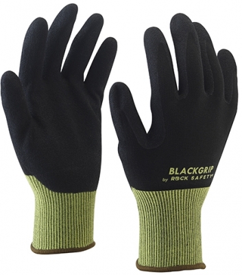 Manusi de asamblare din nailon/spandex cu palma imersata in spuma de nitril, Negru, Blackgrip, Rock Safety 