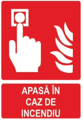 Sticker laminat Apasa in caz de incendiu
