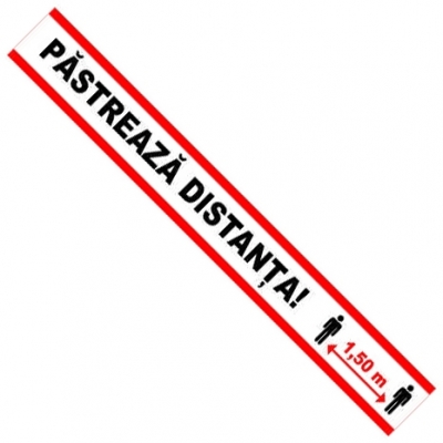 Sticker Pastreaza distanta, 48 x 6 cm, realizate pe autocolant PVC