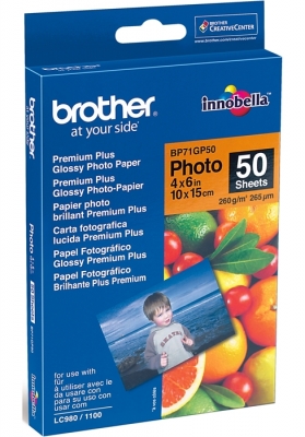 Hartie foto lucioasa, Brother Innobella, 100 x 150 mm, 260g/m2, 50 coli/top