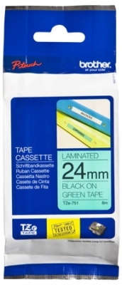 Banda Laminata Black On Green Tze751 Original Brother P-Touch D600Vp