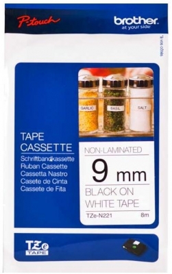 Banda Nelaminata Black On White Tzen221 Original Brother P-Touch E300Vp