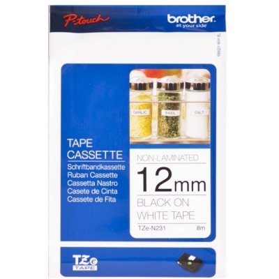 Banda Nelaminata Black On White Tzen251 Original Brother P-Touch D600Vp