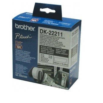 Banda Continua Laminata 29Mm Black On White Dk2221 Original Brother P-Touch Ql-1050
