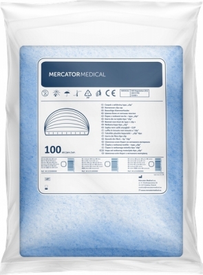 Boneta alba Mecator Medical din fribra tip clip, 21 inch, 100 buc/set
