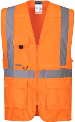 Vesta Hi-Vis, cu buzunar pentru tableta, portocaliu, Regular, Executive, Portwest