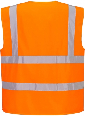 Vesta reflectorizanta cu bretele si banda Hi-Vis Portwest, cu fermoar, portocaliu