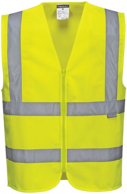 Vesta reflectorizanta cu bretele si banda Hi-Vis Portwest, cu fermoar, galben