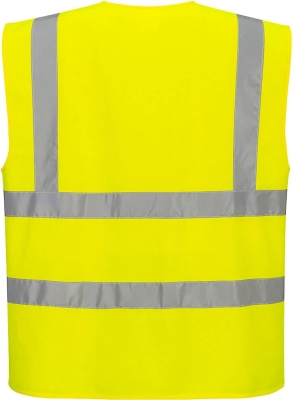 Vesta reflectorizanta cu bretele si banda Hi-Vis Portwest, cu fermoar, galben