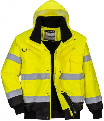 Jacheta bomber Hi-Vis Contrast, Galben/Negru, Portwest 
