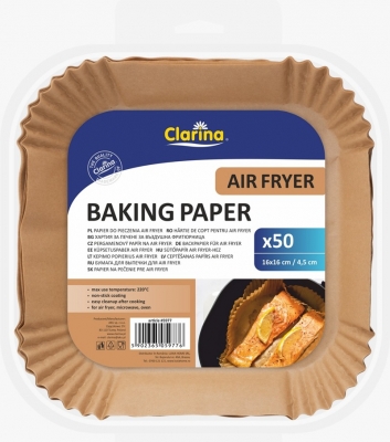 Hartie Air Fryer patrata Clarina, 16X16 x 4.5cm, 50 buc/set