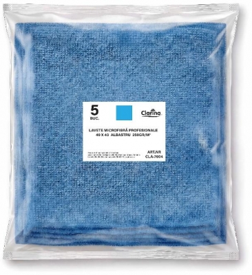 Lavete microfibra Clarina universale, albastru, 40 x 40 cm, 5 bucati/set, 250 gr/m2