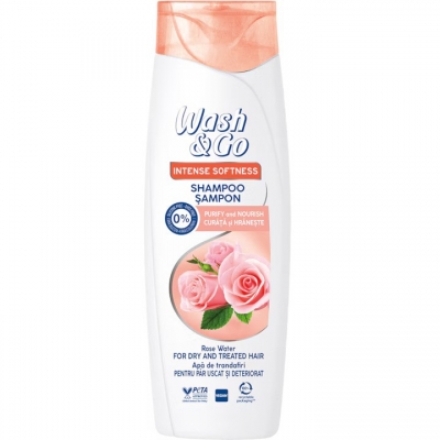 Sampon Wash&Go cu apa trandafiri pentru par uscat, 360 ml