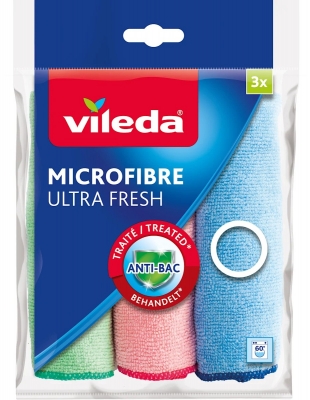 Laveta microfibra Vileda, ultrafresh, antibacterian, 3 buc/set