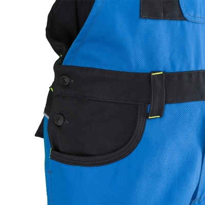 Pantalon cu pieptar, albastru / negru / galben, Comfort, Rock Safety