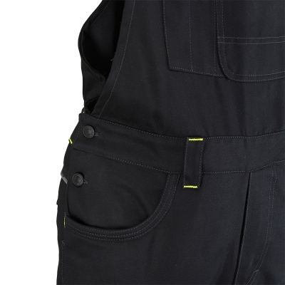 Pantalon cu pieptar, negru / galben, Comfort, Rock Safety