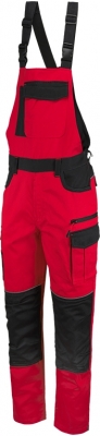 Pantalon cu pieptar, rosu / negru, Comfort, Rock Safety