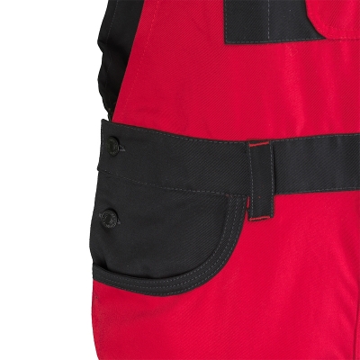 Pantalon cu pieptar, rosu / negru, Comfort, Rock Safety