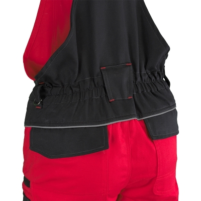 Pantalon cu pieptar, rosu / negru, Comfort, Rock Safety