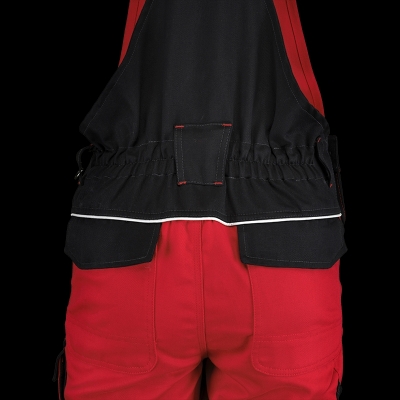 Pantalon cu pieptar, rosu / negru, Comfort, Rock Safety
