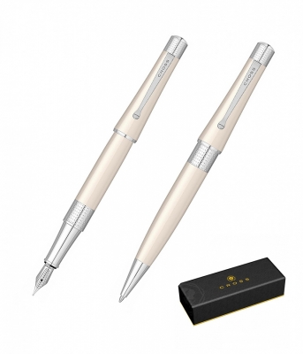 Set stilou + pix Beverly Pearlescent White Lacquer CT Cross