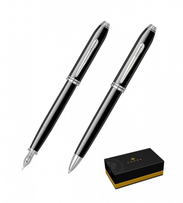 Set stilou + pix Townsend Black Lacquer RT Cross