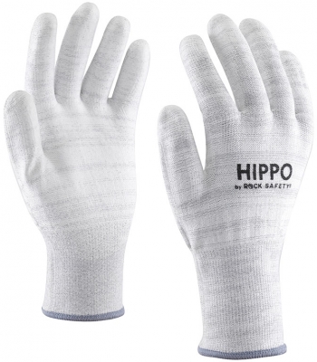 Manusi din nailon ESD din fibra de carbon, rezistente la taiere, cu palma imersata in PU, Hippo, Gri, Rock Safety