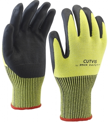 Manusi de asamblare rezistente la taiere, cu palma imersata in microspuma nitril, Galben, Cutvis, Rock Safety