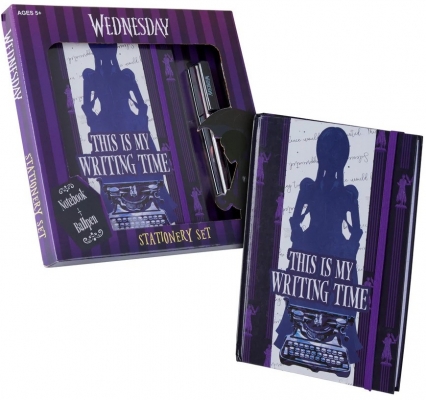 Ghiozdan tip troler, St.Right, roti de silicon, impermeabil, colectia Space Moon + cadou set agenda cu pix, St.Majewski, Wednesday mov