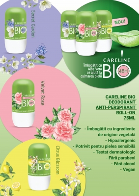 Deodorant Careline Bio Roll-On, Secret Garden, 75 ml
