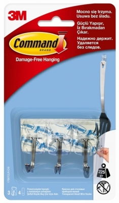 Carlige mici cu tija metalica, 17067-CEE, 3 buc, alb, Command 3M