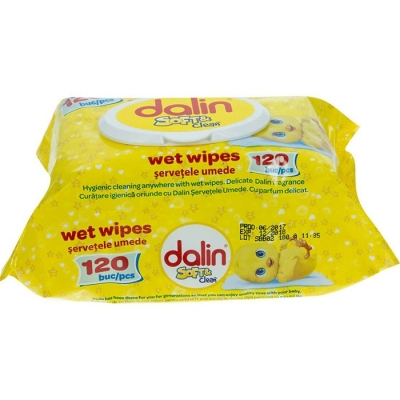 Servetele umede bebelusi, cu capac, Soft Clean 120 buc/set Dalin 