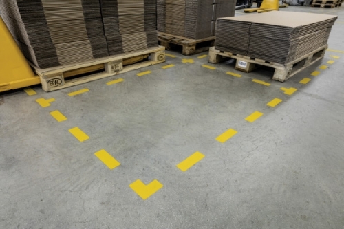 Marcaj autoadeziv pentru podea forma cruce 150 x 150 mm galben 10 buc/set Durable
