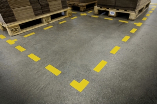 Marcaj autoadeziv pentru podea forma L 100 x 150 mm galben 10 buc/set Durable