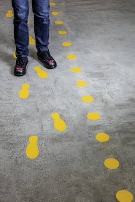 Marcaj autoadeziv pentru podea forma punct 100 mm galben 10 buc/set Durable