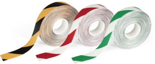 Banda autoadeziva pentru marcat locatii Duraline Strong 50 mm x 30 m alb-rosu  Durable