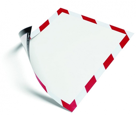 Rama magnetica autoadeziva Duraframe Security, A4, alb-rosu, 2 buc/set Durable