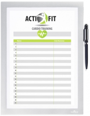 Rama magnetica autoadeziva Duraframe Note, cu suport pix, A4, gri Durable