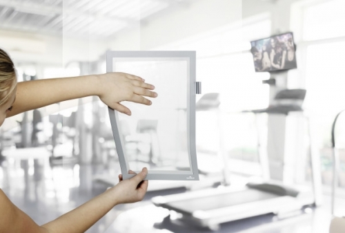 Rama magnetica autoadeziva Duraframe Note, cu suport pix, A4, gri Durable