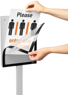 Stand informativ basic, pentru podea, A4, gri inchis Durable 