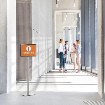 Stand informativ basic, pentru podea, A3, gri inchis Durable