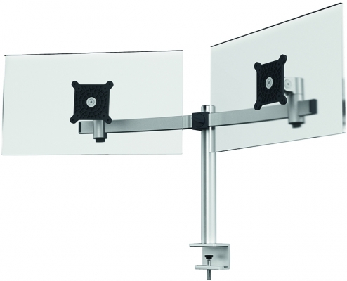 Suport extensibil 2 monitoare, VESA, clema prindere pe masa, argintiu Durable