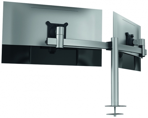 Suport extensibil 2 monitoare, VESA, prindere in masa, argintiu Durable