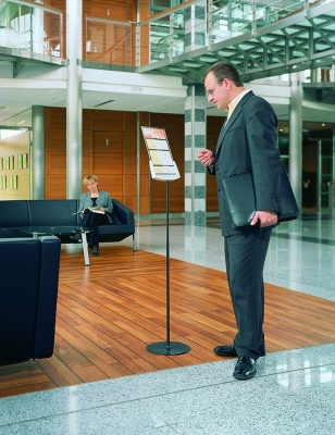 Stand cu panou de informatii, A4, Sherpa, antracit Durable