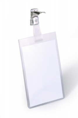 Ecuson vertical transparent clip metalic 90 x 60 mm 25 buc/set Durable