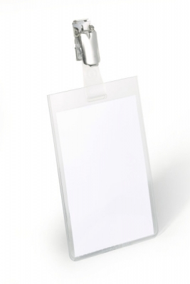 Ecuson vertical transparent clip metalic 90 x 60 mm 25 buc/set Durable