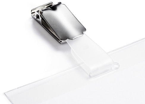 Ecuson vertical transparent clip metalic 90 x 60 mm 25 buc/set Durable