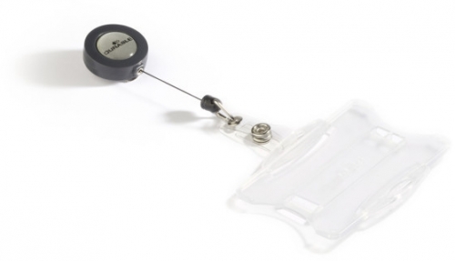 Suport card transparent snur retractabil 54 x 85 mm 10 buc/set Durable