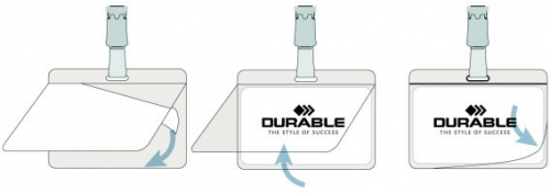 Ecuson cu autolaminare clip metalic rotativ 54 x 90 mm 25 buc/set Durable
